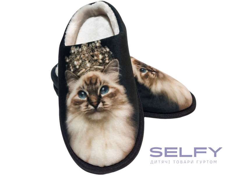 Тапочки N3 Memory Waldi Home 30-37 чорні, королева-котик, Фото 3