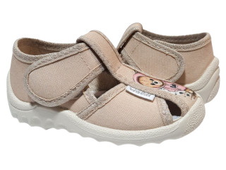 Маша 21-27 бежевая, бежевая подошва, медведик cute