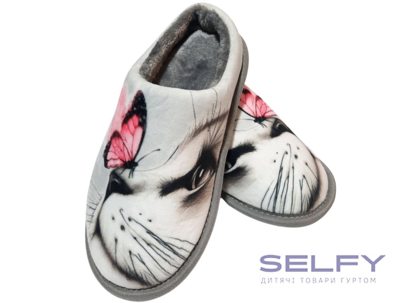 Тапочки Memory Waldi Home 30-37 сіра, котик, Фото 1