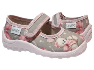 Катя 21-27 бежева, рожева підошва, ведмедик з бантиком