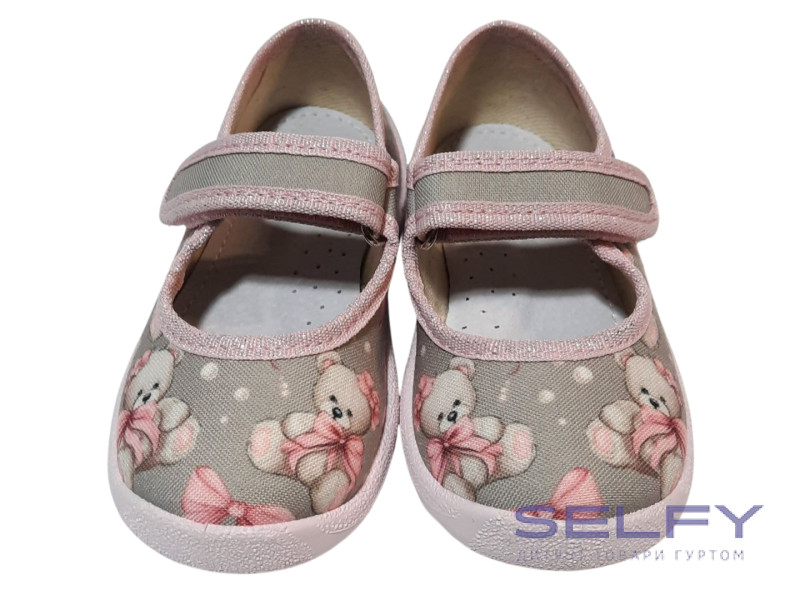 Катя 21-27 бежевая, розовая подошва, мишка с бантиком, Фото 3