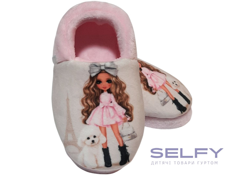 Тапочки Memory Waldi Home 24-31 рожеві, дівчинка з собачкою, Фото 1