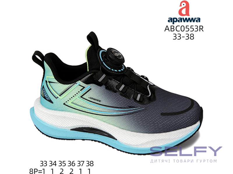 Кроссовки детские Apawwa ABC0553R black-green 33-38, Фото 1