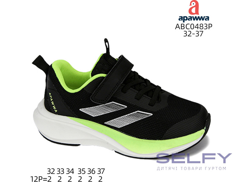 Кроссовки детские Apawwa ABC0483P black-green 32-37, Фото 1