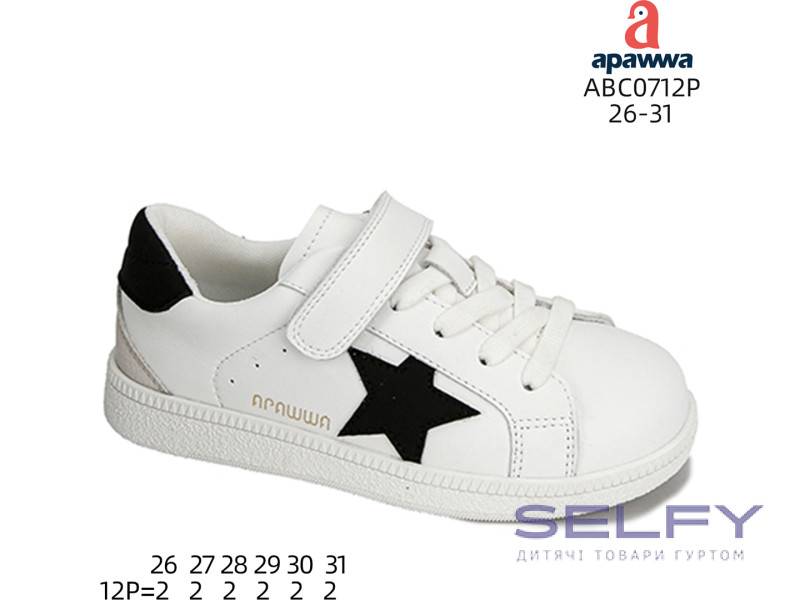 Кроссовки детские Apawwa ABC0712P white-black 26-31, Фото 1