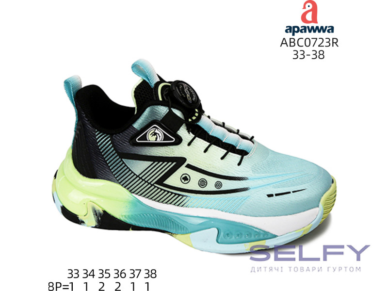 Кроссовки детские Apawwa ABC0723R black-green 33-38, Фото 1