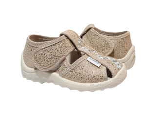 Маша 21-27 бежева підошва, золота, квіти