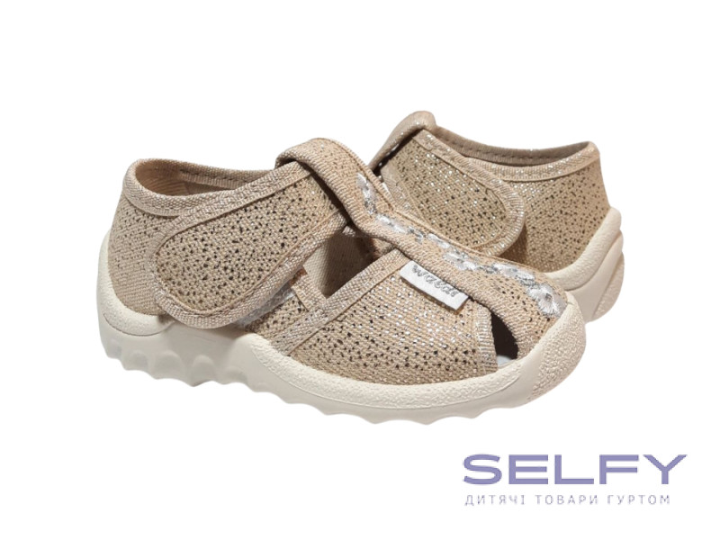 Маша 21-27 бежева підошва, золота, квіти, Фото 1