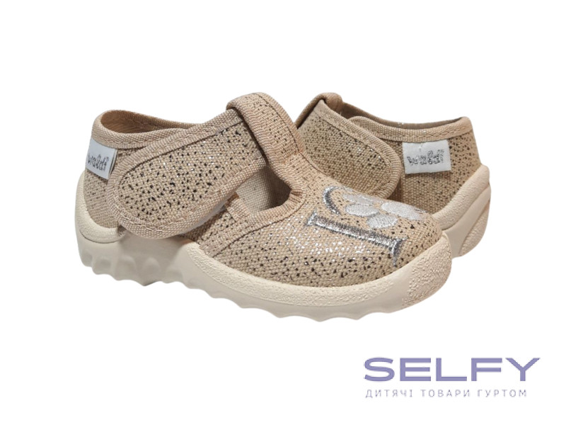 Даша 21-27 бежева підошва, золота, лапка в сердечку, Фото 1