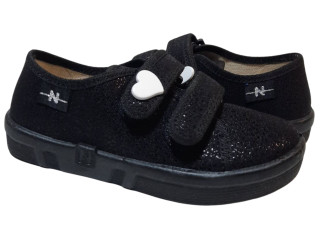 Ellis 26-32 чорна, чорна підошва, біле серце по-розмірно