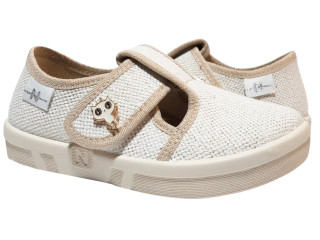 Ketty 26-32 бежева, бежева підошва, брошка котик