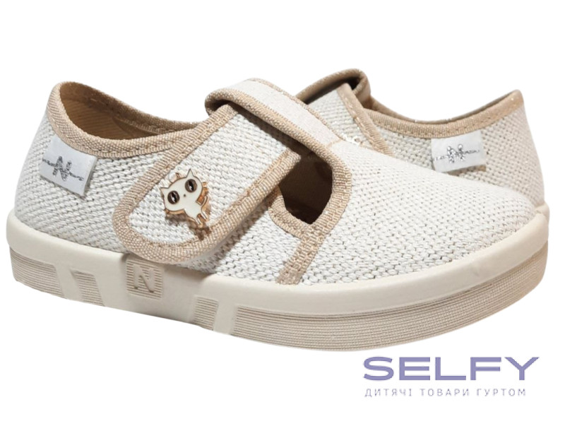 Ketty 26-32 бежева, бежева підошва, брошка котик, Фото 1