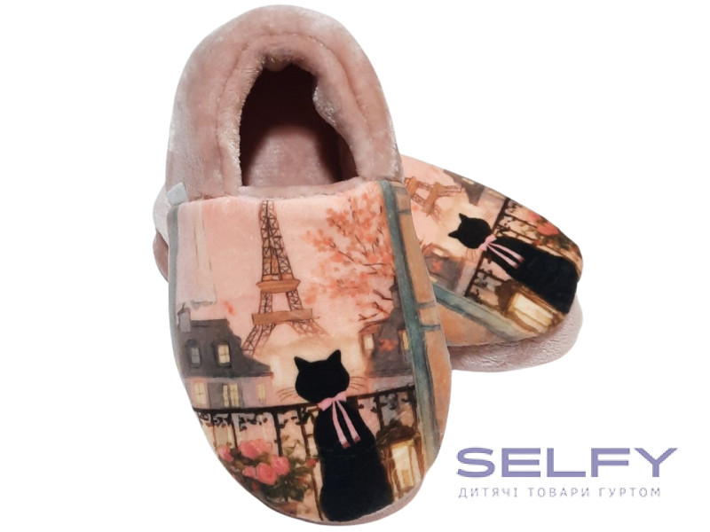 Тапочки Memory Waldi Home 30-37 розовые, черная кошка, Фото 1