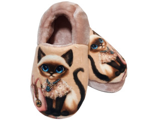 Тапочки Memory Waldi Home 30-37 бежевые, котик с сумкой