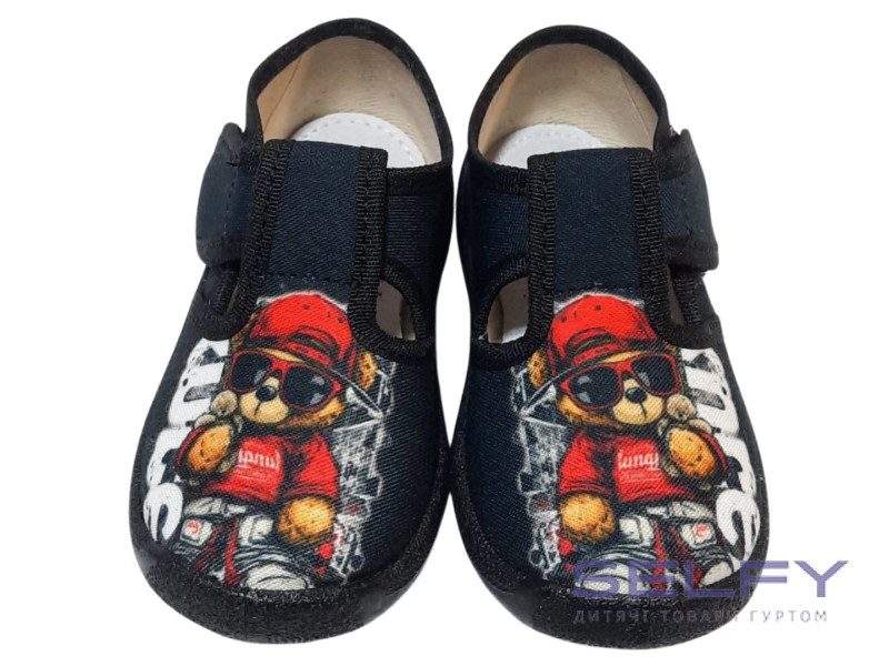 Рома 23-27 чорні , чорна підошва, ведмедик, Фото 3