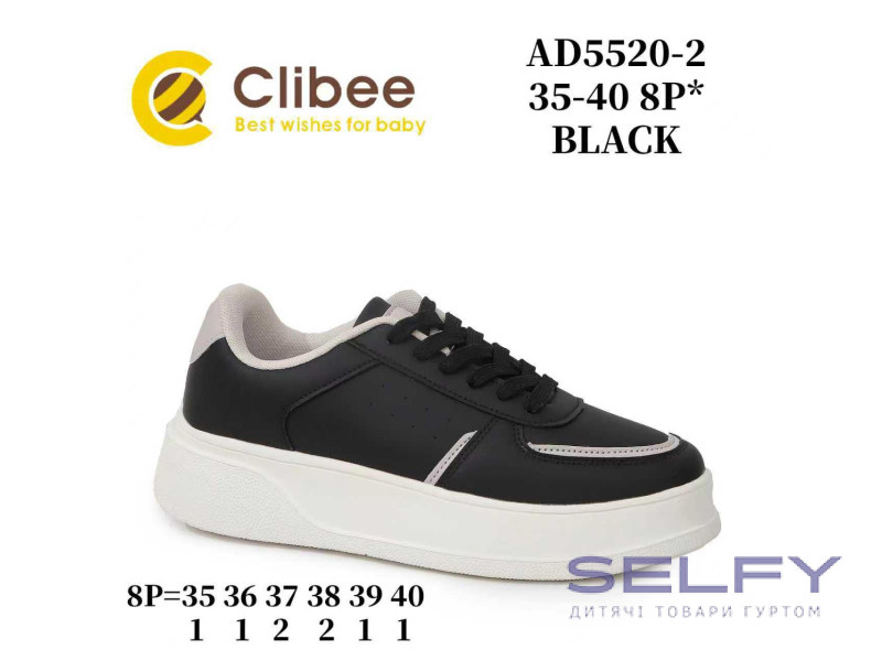 Кроссовки детские Clibee AD5520-2 black 35-40, Фото 1