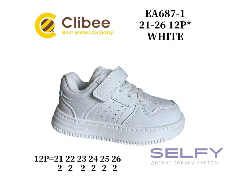 Кросівки дитячі Clibee EA687-1 white 21-26, Фото 1