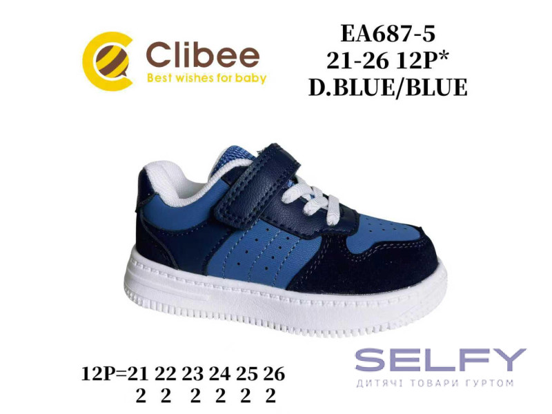 Кроссовки детские Clibee EA687-5 d.blue-blue 21-26, Фото 1