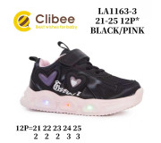 Кросівки дитячі Clibee LA1163-3 black-pink LED 21-25