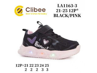 Кросівки дитячі Clibee LA1163-3 black-pink LED 21-25