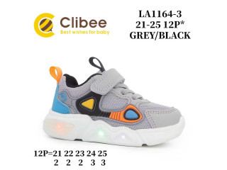 Кросівки дитячі Clibee LA1164-3 grey-black LED 21-25