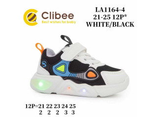 Кросівки дитячі Clibee LA1164-4 white-black LED 21-25