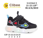 Кроссовки детские Clibee LA1164-5 black-red LED 21-25