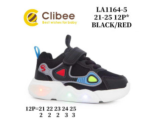 Кроссовки детские Clibee LA1164-5 black-red LED 21-25
