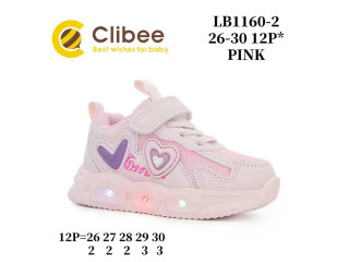 Кроссовки детские Clibee LB1160-2 pink LED 26-30