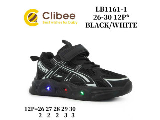 Кросівки дитячі Clibee LB1161-1 black-white LED 26-30