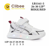 Кросівки дитячі Clibee LB1161-5 beige-red LED 26-30