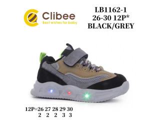 Кросівки дитячі Clibee LB1162-1 black-grey LED 26-30