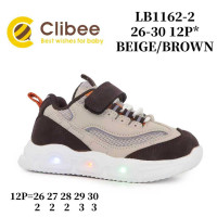 Кросівки дитячі Clibee LB1162-2 beige-brown LED 26-30