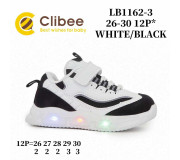 Кроссовки детские Clibee LB1162-3white-black LED 26-30