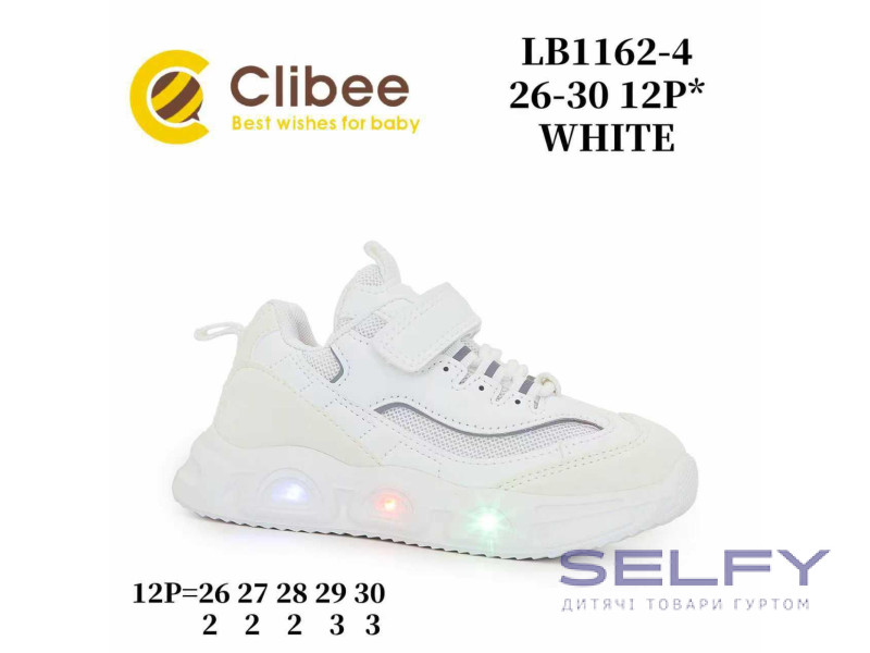 Кросівки дитячі Clibee LB1162-4 white LED 26-30, Фото 1