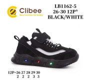 Кросівки дитячі Clibee LB1162-5 black-white LED 26-30