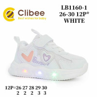 Кросівки дитячі Clibee LB1160-1 white LED 26-30