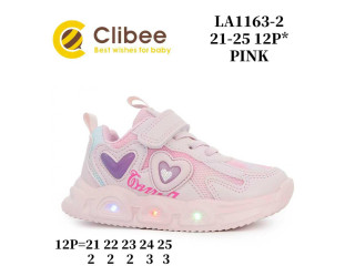 Кросівки дитячі Clibee LA1163-2 pink LED 21-25