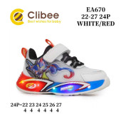 Кроссовки детские Clibee EA670 white-red LED 22-27