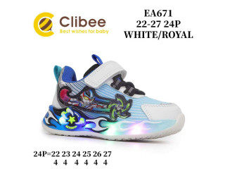 Кросівки дитячі Clibee EA671 white-royal LED 22-27