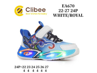 Кросівки дитячі Clibee EA670 white-royal LED 22-27