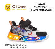Кроссовки детские Clibee EA670 black-orange LED 22-27