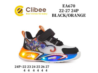 Кросівки дитячі Clibee EA670 black-orange LED 22-27