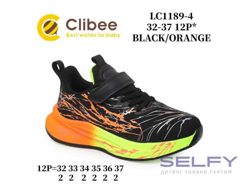 Кросівки дитячі Clibee LC1189-4 black-orange 32-37, Фото 1