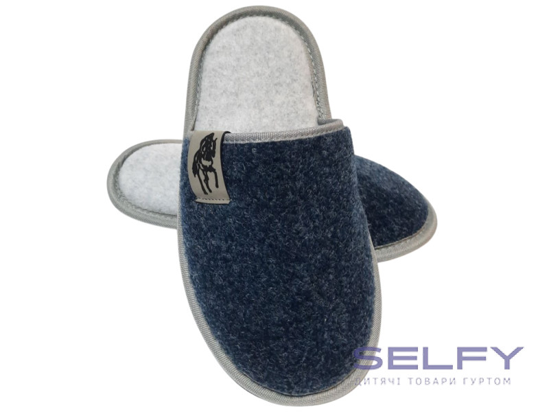 Тапочки Memory Waldi Home 30-37 сині, натуральна вовна, Фото 1