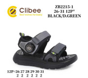 Босоніжки дитячі Clibee ZB2215-1 black-d.green 26-31