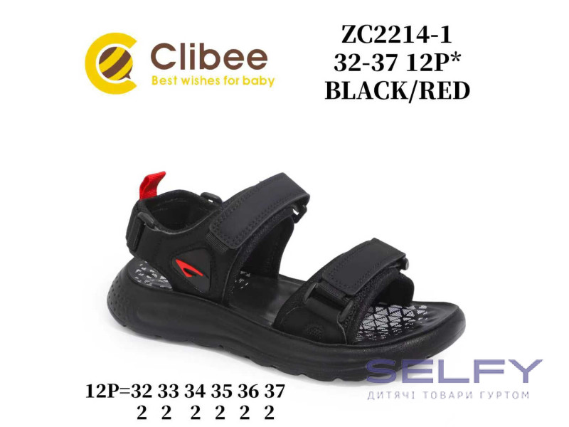 Босоножки детские Clibee ZC2214-1 black-red 32-37, Фото 1