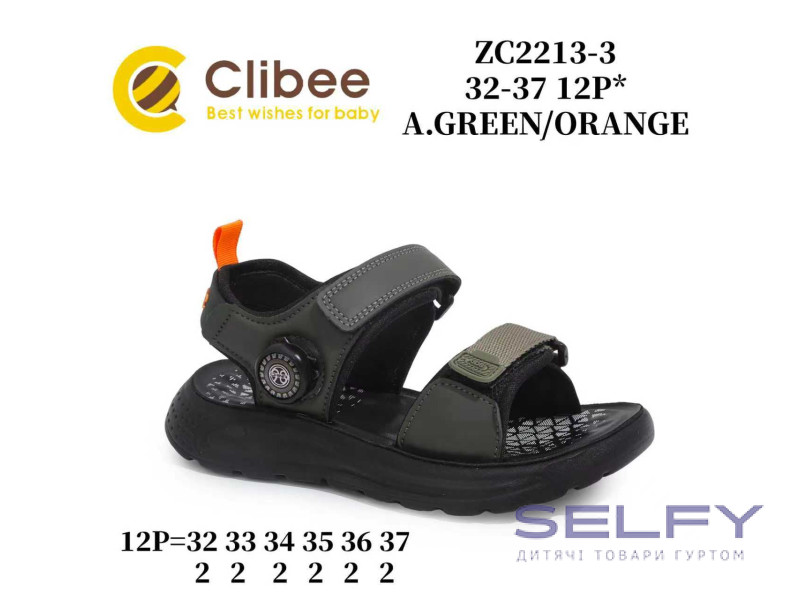 Босоніжки дитячі Clibee ZC2213-3 a.green-orange 32-37, Фото 1