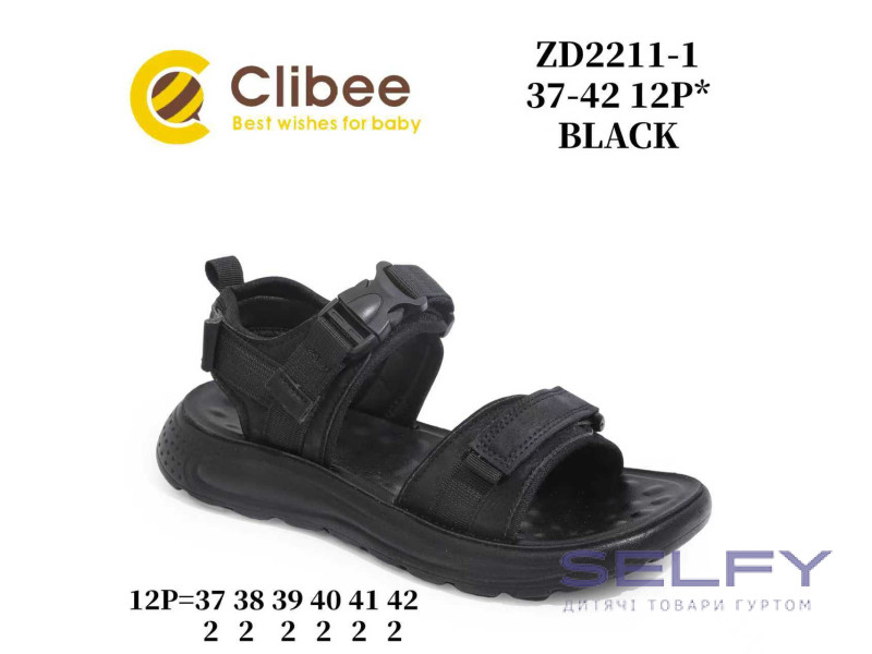 Босоніжки дитячі Clibee ZD2211-1 black 37-42, Фото 1