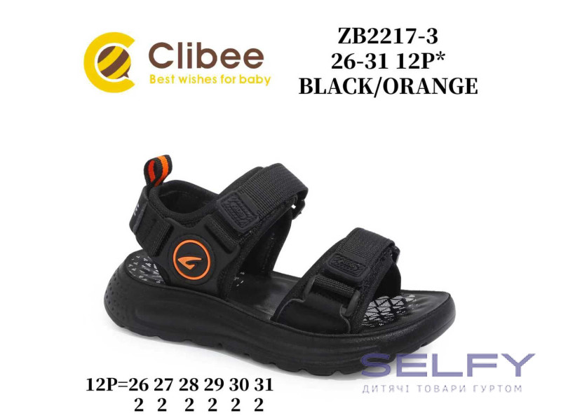 Босоножки детские Clibee ZB2217-3 black-orange 26-31, Фото 1